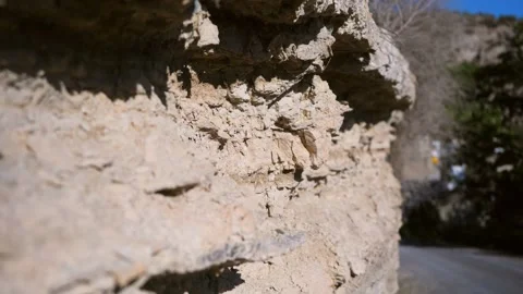 View of the stone wall of the sheer cliff in Spain Stock-Footage 273240549