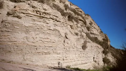 View of the stone wall of the sheer cliff in Spain Video stock 273258548
