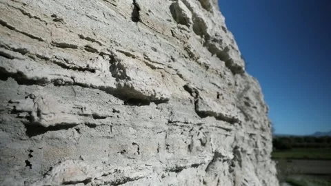 View of the stone wall of the sheer cliff in Spain Video stock 273289539