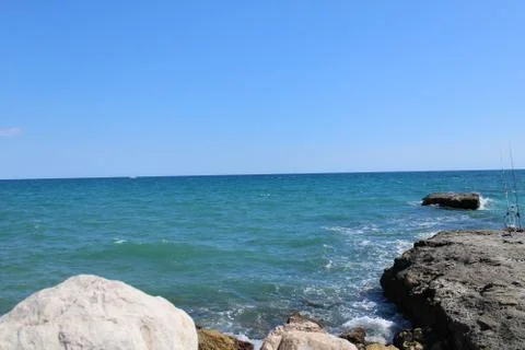 View of the stones and sea waves Stock Photos