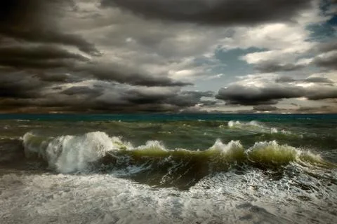 View of storm seascape Stock Photos