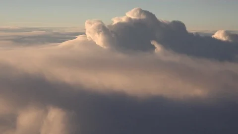 View of stormy clouds formation at twilight POV airplane flight point airspace Video stock 81985680
