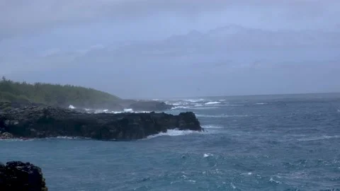 View on the stormy coastline in Mauritius Stock Footage 169980585