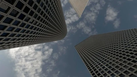 View of the straight lines of the circular, square and triangular Azrieli Towers 스톡 동영상 90498271