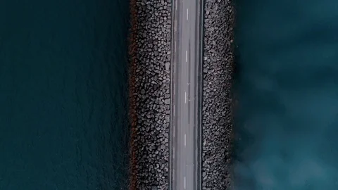 View of straight road or bridge in iceland Stock-Footage 104800586