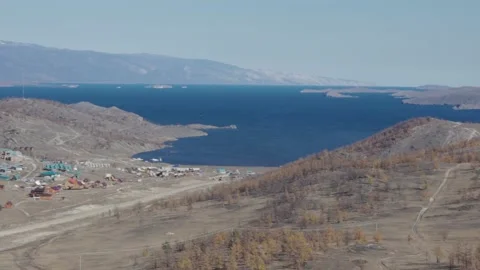 The view of the Strait the small sea (Maloe more). Lake Baikal Stock Footage 97899356