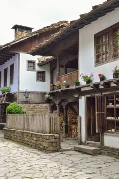 View of the street in the architectural complex etara, bulgaria Stock Photos