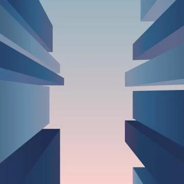 View up from the street between skyscrapers vector background. Corporate Stock Illustration