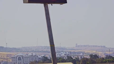 A view of a street from a bus window Video stock 291560195
