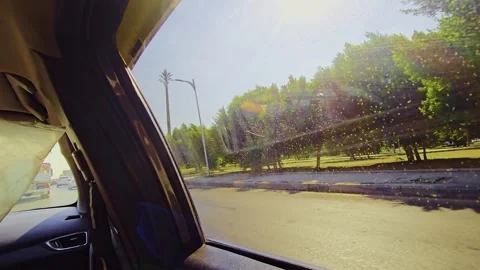 A view of a street from a car Stock Footage 292231367