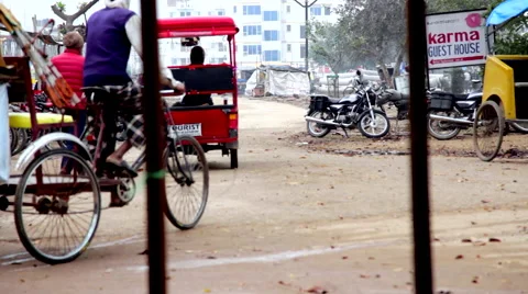 View of Street in India Through Bars Stock Footage 41759091