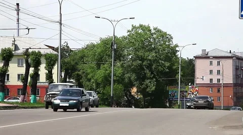 View of the streets of the city of Prokopyevsk Stock Footage 48165400