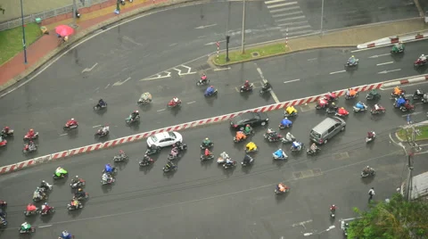 View of Streets of Ho Chi Minh City (Saigon) from Above Stock Footage 45677078
