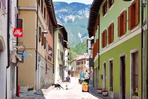 View of the streets of Pontebba, small town near the austrian-italian border. Stock Photos