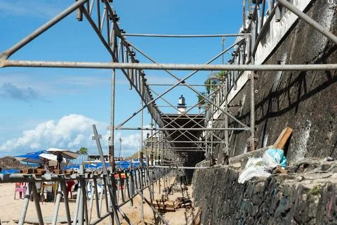 View of the structural assembly for the 2025 carnival in the city of Salvad.. Stock Photos