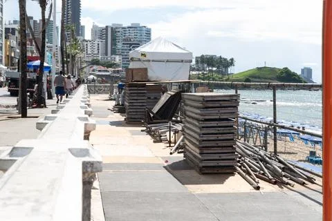View of the structural assembly for the 2025 carnival in the city of Salvad.. Foto stock