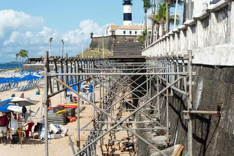 View of the structural assembly for the 2025 carnival in the city of Salvad.. Stock Photos