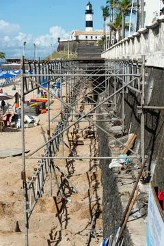View of the structural assembly for the 2025 carnival in the city of Salvad.. Stock Photos