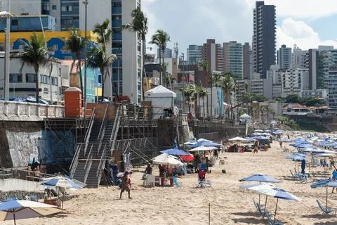View of the structural assembly for the 2025 carnival in the city of Salvad.. Stock Photos
