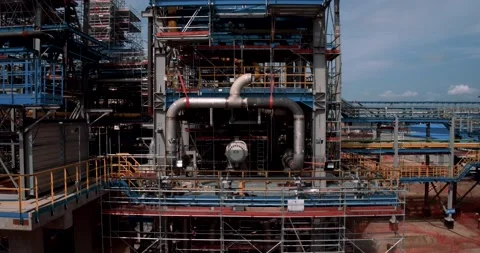 View of structures and mechanisms of the refinery Stock Footage 138225231