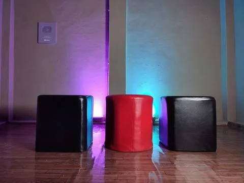 A view of Studio lights and stules Stock Photos