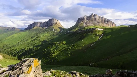 A view of the stunningly beautiful mountain pass rock formation Devil's gate Stock Footage 80087261