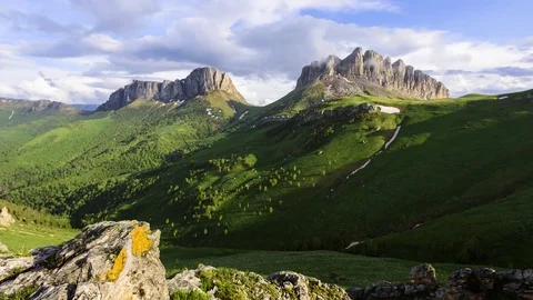 A view of the stunningly beautiful mountain pass rock formation Devil's gate Stock Footage 80087287
