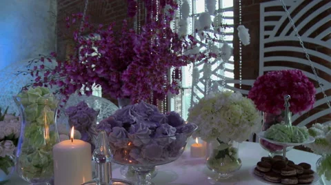 View of stylishly decorated dessert table Stock Footage 44015346
