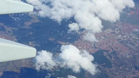 View of the suburbs and surroundings of Sofia from an airplane Video stock 332046688