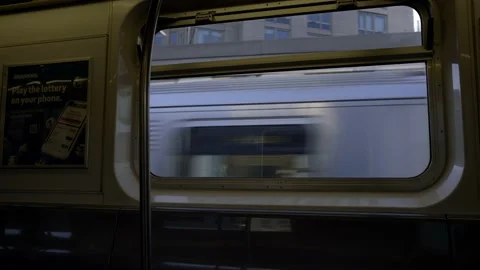 View from Subway Train window. Elevated Train Stock Footage 200781393
