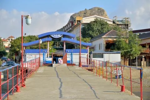 View on Sudak from the main jetty Stock Photos