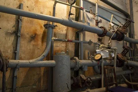 View of the suffering system of heating of a residential building Fotos de archivo
