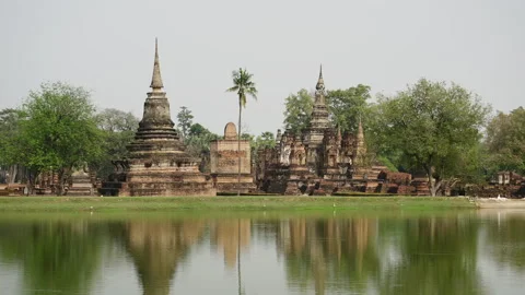 View of the Sukhothai monument in Thailand Stock Footage 264765876