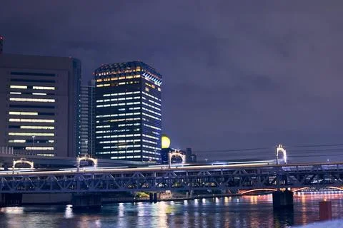 View of Sumida River at night. Stock Photos