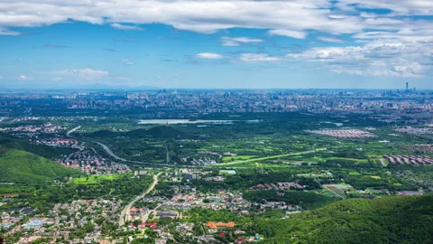 View of Summer Palace Foxiang Pavilion and Distant Zhongguancun, Beijing Stock Footage 337057822