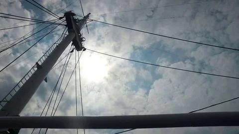 The view of the summer sky, sometimes there are small clouds through the mast Stock-Footage 84700680