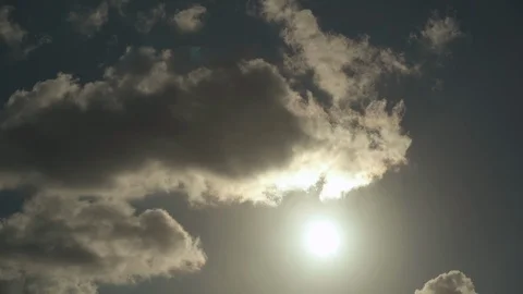 View of sun and clouds moving in sky Stock Footage 114534757