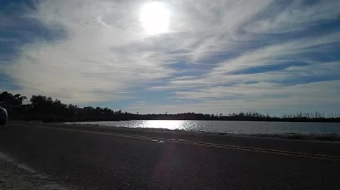 View of sun reflecting off waters Stock-Footage 45246552