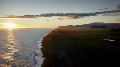 View of the Sun Setting from Dyrholaey Lighthouse  Video stock 67759200