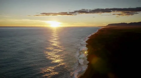 View of the Sun Setting from Dyrholaey Lighthouse Stock Footage 67759358