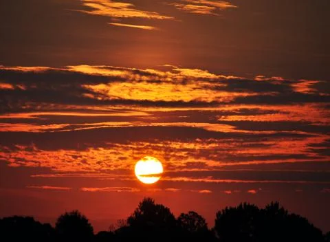 View of the sun at sunset Stock Photos