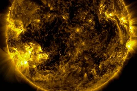 View of the sun through filters, computer graphics of the sun near. The st... 스톡 사진