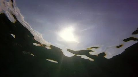 View of the sun through the sea water Video stock 80647142