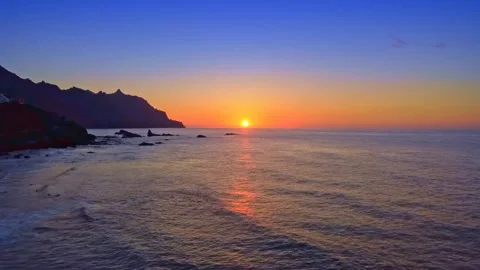 The view of the sun, when it sets in the evening Stock Footage 232741975