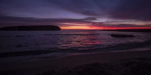 View of sunken cargo ship tanker wrecked on Black Sea coast of Odessa on sunrise Stock Footage 151602157