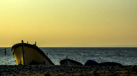 A view of the sunlight filtering from the sunset Stock Photos