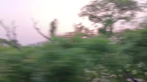 View of sunrise from inside of running train Stock Footage 340193457