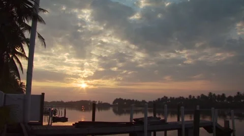View of sunrise at marina Video stock 55312563
