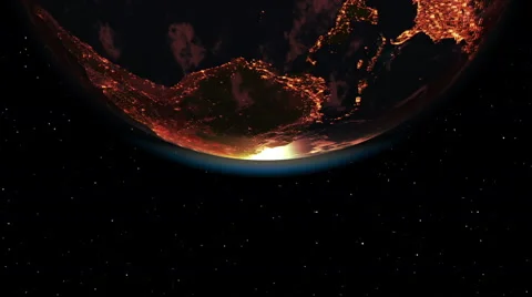 View of the sunrise from the other side. 3D animation. Vídeo Stock 65027742