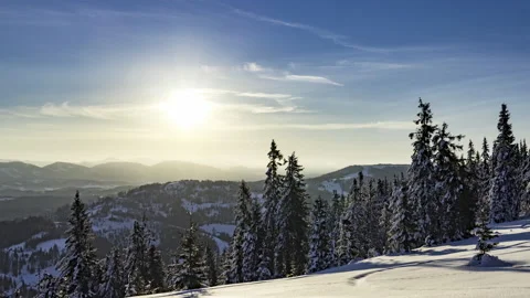View in sunrise winter mountain timelapse Stock Footage 151930509